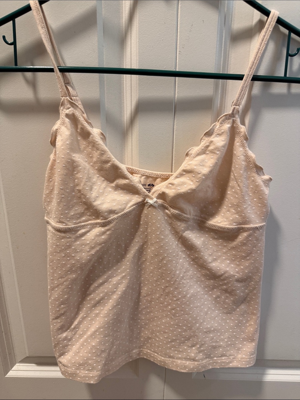 Brandy Melville Blush Pink and White Polka Dot Camisole